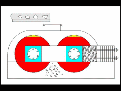 輥式碎石機(jī)原理圖 輥式碎石機(jī)原理圖