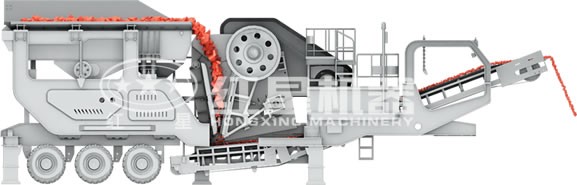 移動式破碎機(jī)破碎青石流程簡圖 移動式破碎機(jī)破碎青石流程簡圖