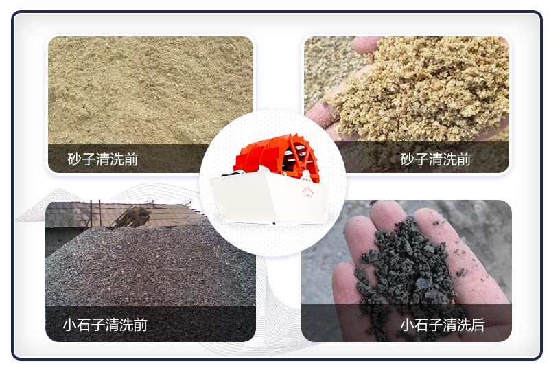 石子清洗機(jī)械洗砂、洗石前后展示